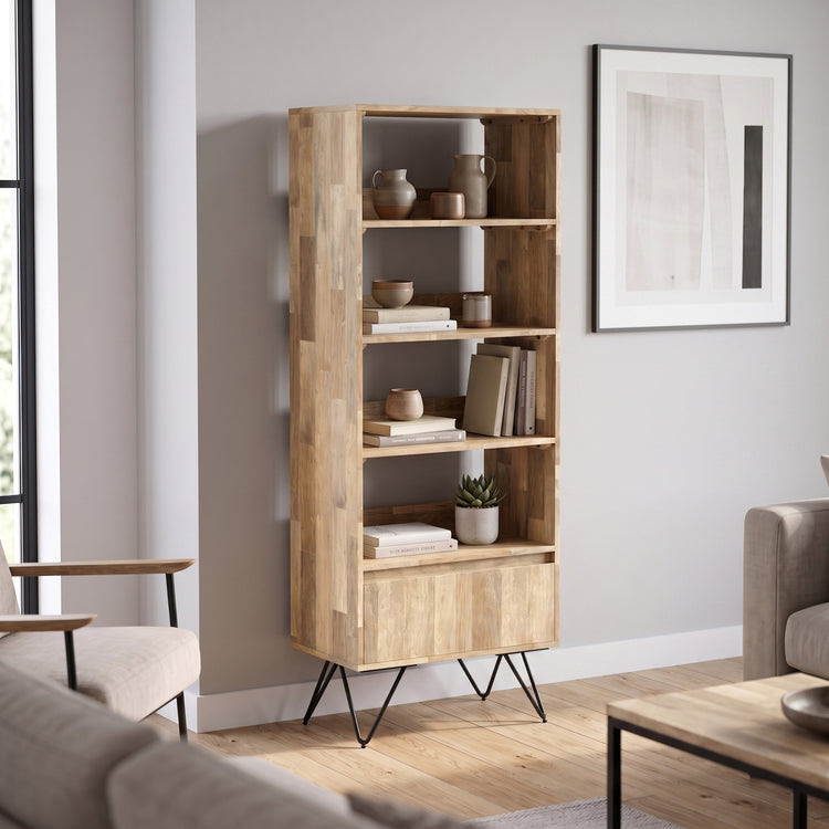 Refined Natural Mango | Hunter Tall Bookcase in Mango