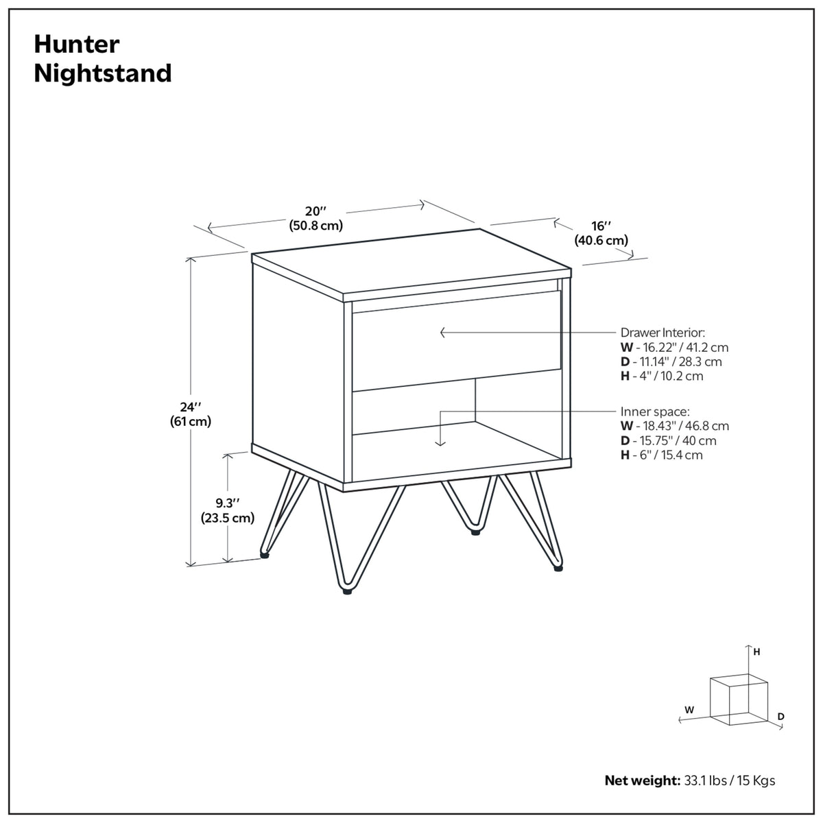 Oak Oak | Hunter Nightstand in Oak