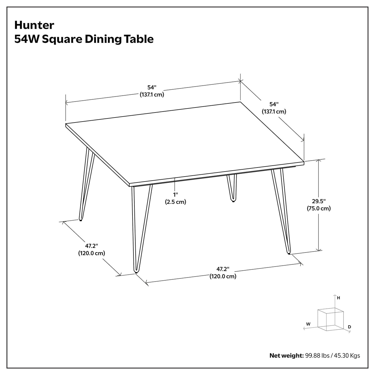 Hunter 54 inch Square Dining Table in Mango