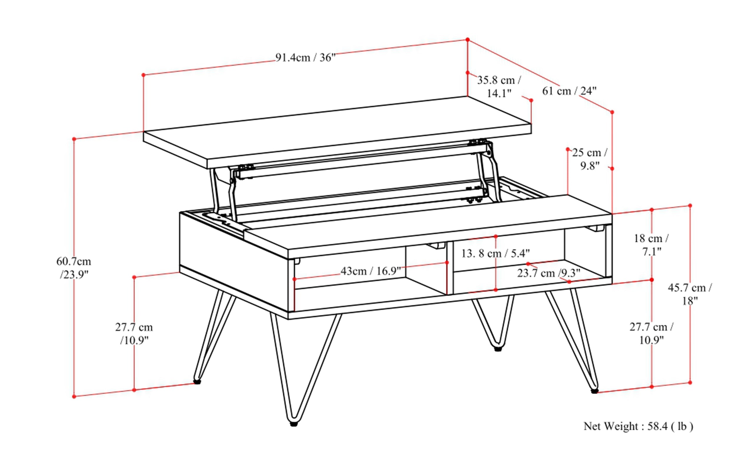 Oak Veneer Black Oak | Hunter Small Lift Top Coffee Table