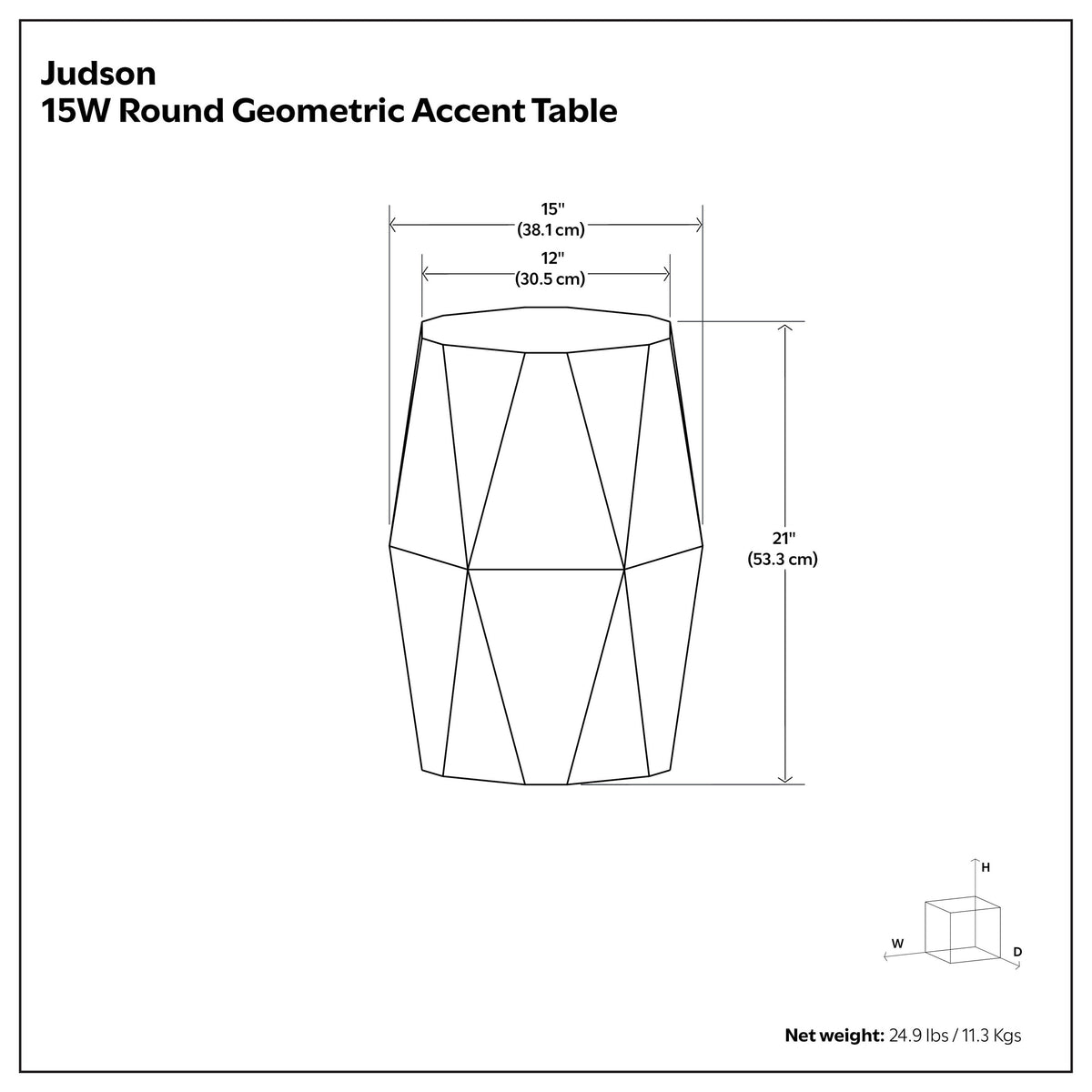 Refined Natural | Judson 15 inch Round Geometric Accent Table