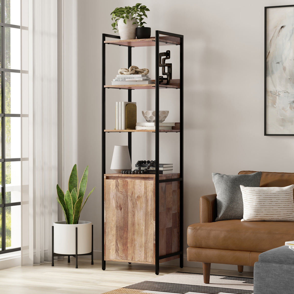 Kelsey Narrow Bookshelf with Cabinet