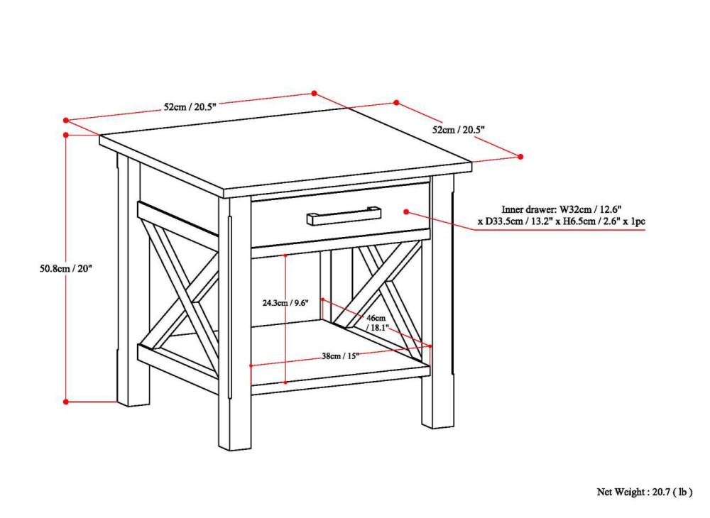 Light Golden Brown | Kitchener 20.5 inch End Side Table