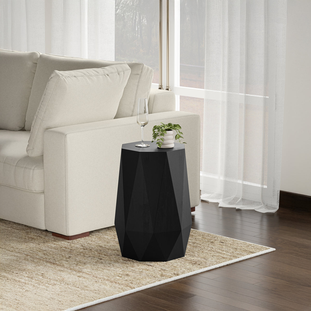 Black | Kurt 15 inch Octagon Geometric Accent Table