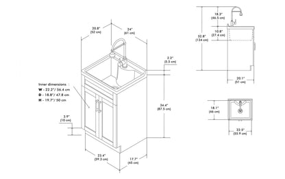 Hennessy All-In-One Deluxe 24-inch Laundry Utility Sink and Cabinet with ABS Sink
