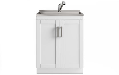 White 28 inch | Kyle All-In-One 28-inch Laundry Utility Sink and Cabinet
