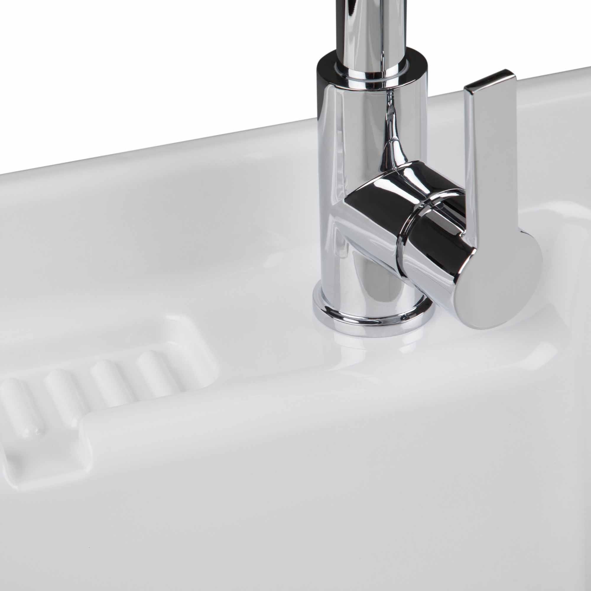 Pure White | Maile 28 inch Laundry Cabinet with Pull-out Faucet and ABS Sink