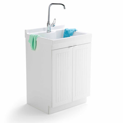 Pure White | Murphy 2 Door Utility Laundry Cabinet with ABS Sink & Faucet