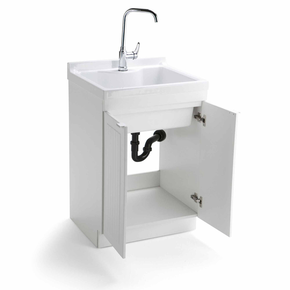 Pure White | Murphy 2 Door Utility Laundry Cabinet with ABS Sink & Faucet