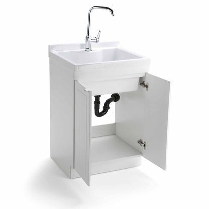 Pure White | Murphy 2 Door Utility Laundry Cabinet with ABS Sink & Faucet