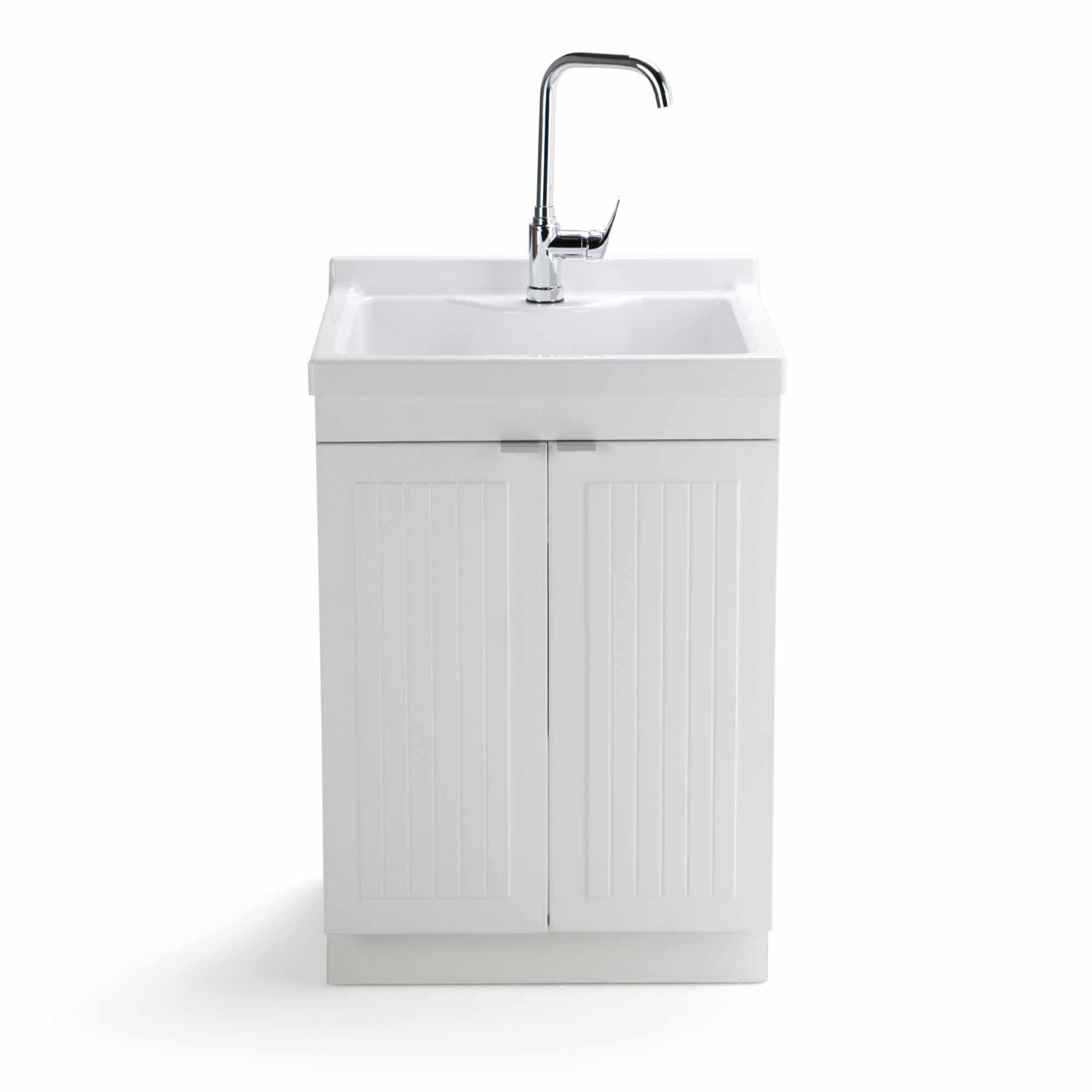 Pure White | Murphy 2 Door Utility Laundry Cabinet with ABS Sink & Faucet