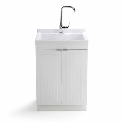 Pure White | Murphy 2 Door Utility Laundry Cabinet with ABS Sink & Faucet
