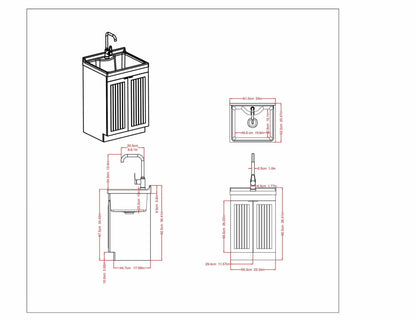 Pure White | Murphy 2 Door Utility Laundry Cabinet with ABS Sink & Faucet
