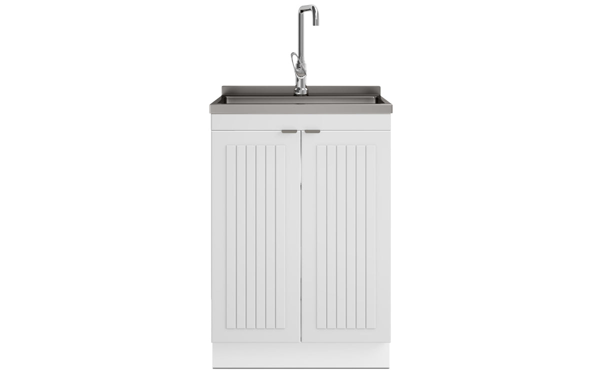 Pure White | Murphy 2 Door Utility Laundry Cabinet with SS Sink & Faucet