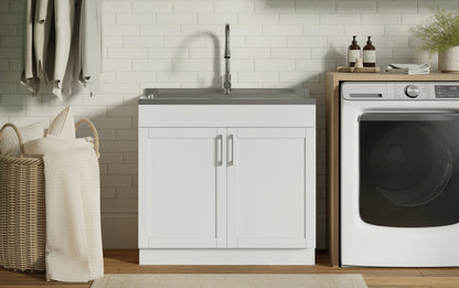 Modern Wide Shaker All-In-One 36-inch Laundry Utility Sink and Cabinet