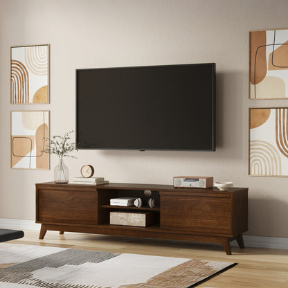 Walnut Veneer | Lennon 72 inch Low TV Stand in Walnut