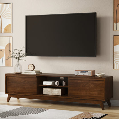 Walnut Veneer | Lennon 72 inch Low TV Stand in Walnut
