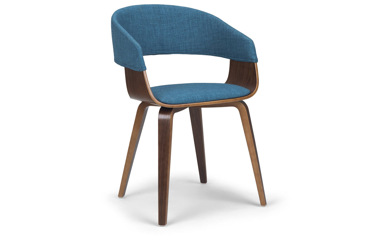 Blue/Dark Brown Linen Style Fabric | Lowell 7 Piece Dining Set