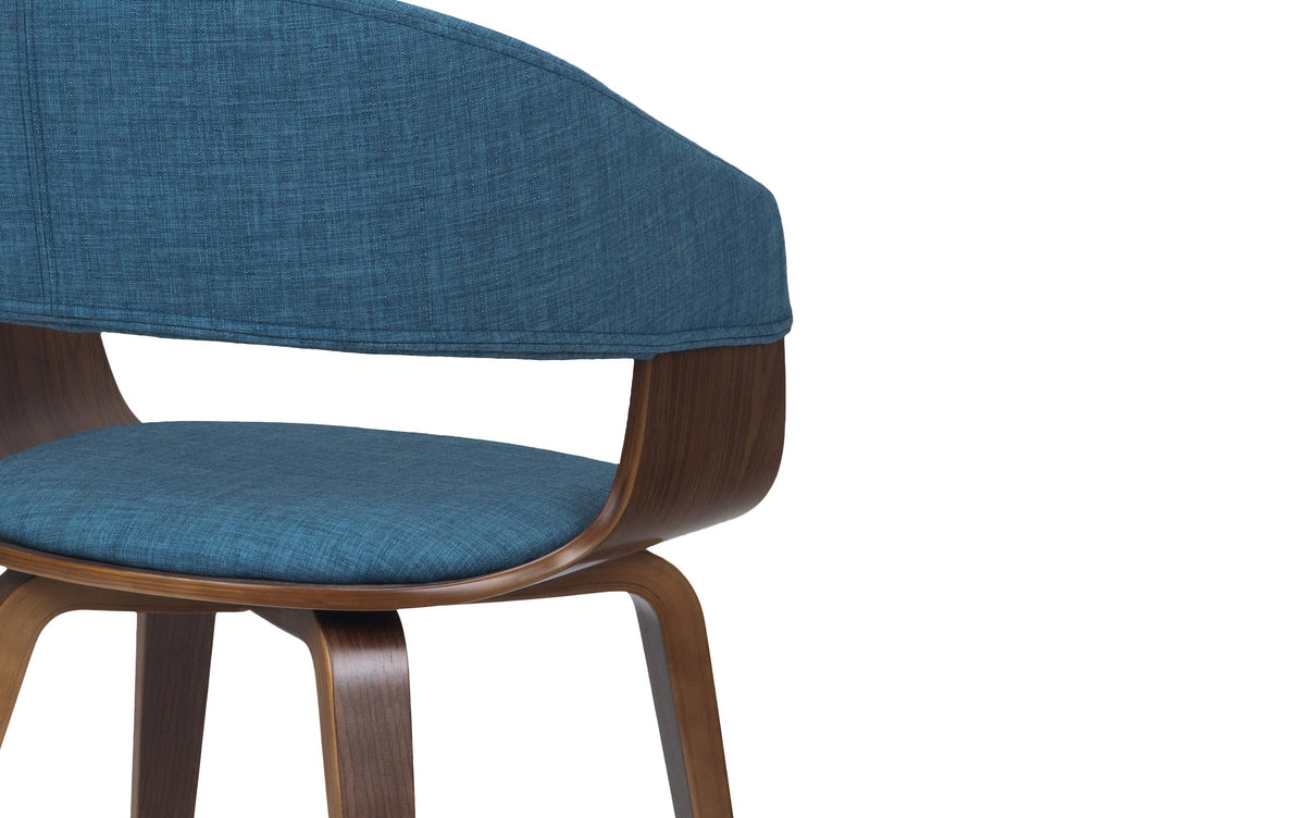 Blue/Dark Brown Linen Style Fabric | Lowell 7 Piece Dining Set