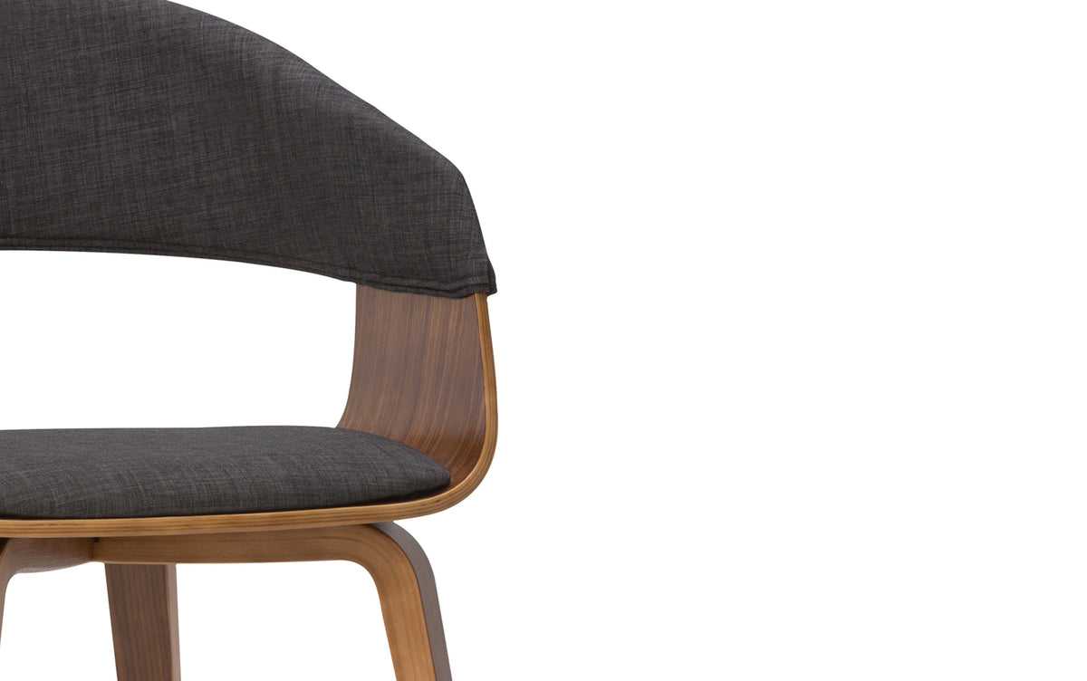 Charcoal Grey/Walnut Linen Style Fabric | Lowell / Wilson 5 Pc Dining Set