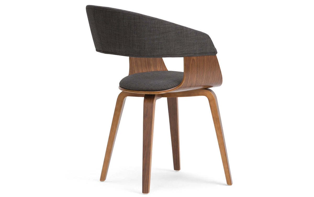 Charcoal Grey/Walnut Linen Style Fabric | Lowell / Wilson 5 Pc Dining Set