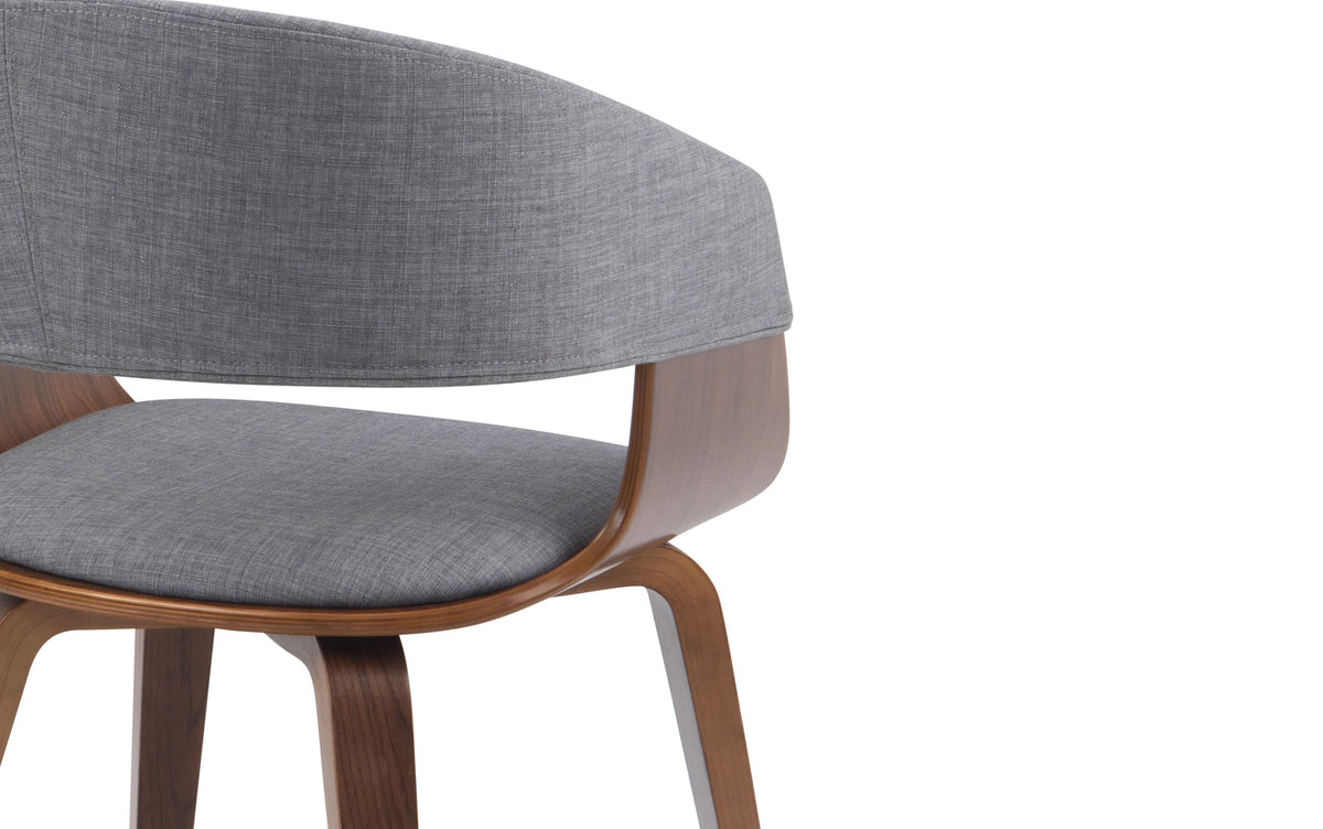 Light Grey/Dark Brown Linen Style Fabric | Lowell 7 Piece Dining Set