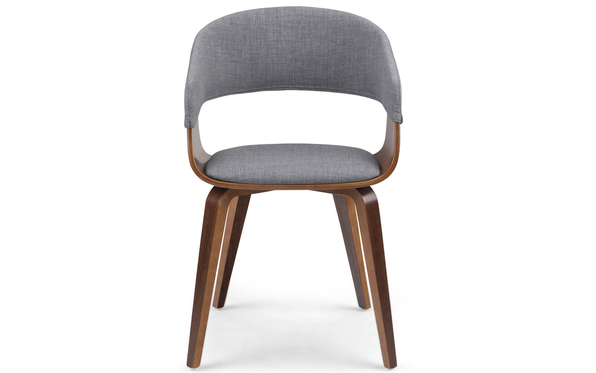 Light Grey/Dark Brown Linen Style Fabric | Lowell 7 Piece Dining Set