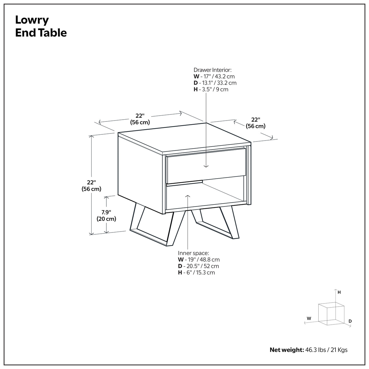 Distressed Charcoal Brown Acacia | Lowry End Table in Acacia