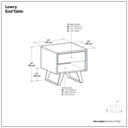 Distressed Charcoal Brown Acacia | Lowry End Table in Acacia