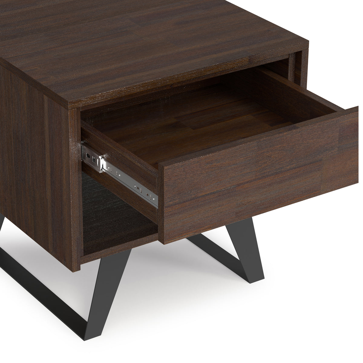 Distressed Charcoal Brown Acacia | Lowry End Table in Acacia
