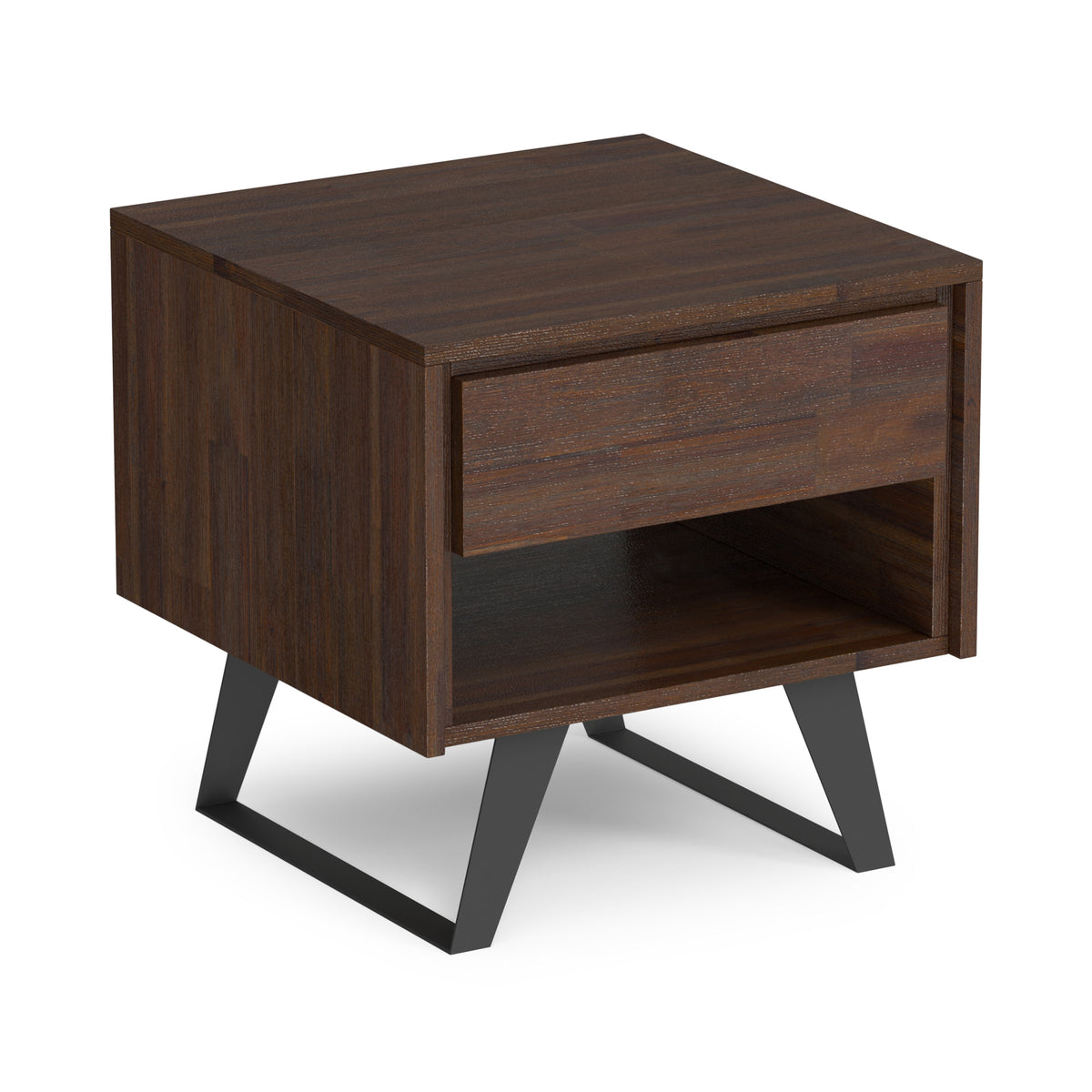 Distressed Charcoal Brown Acacia | Lowry End Table in Acacia
