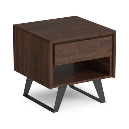 Distressed Charcoal Brown Acacia | Lowry End Table in Acacia