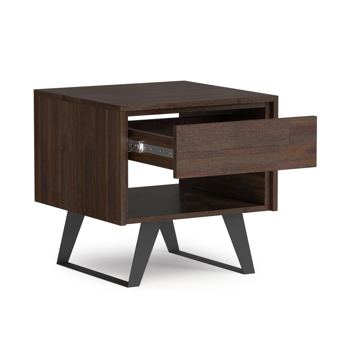 Distressed Charcoal Brown Acacia | Lowry End Table in Acacia