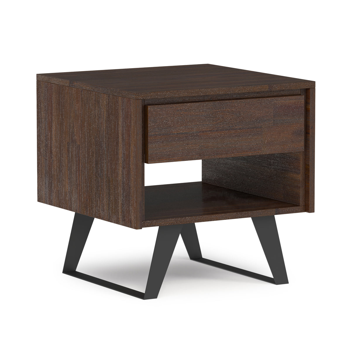 Distressed Charcoal Brown Acacia | Lowry End Table in Acacia