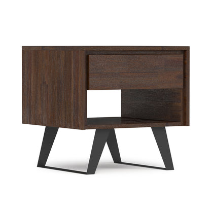 Distressed Charcoal Brown Acacia | Lowry End Table in Acacia