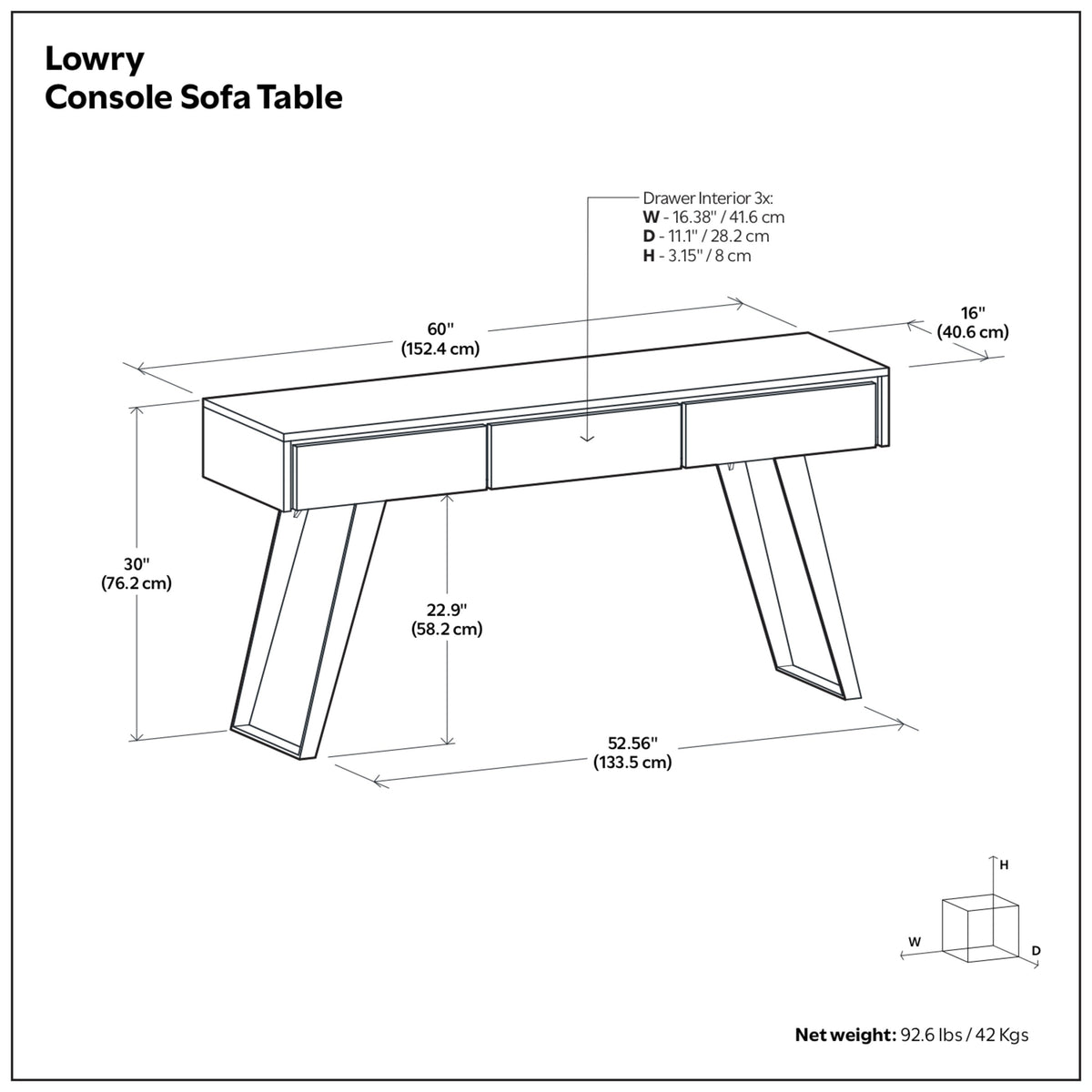 Oak Oak | Lowry Console Sofa Table