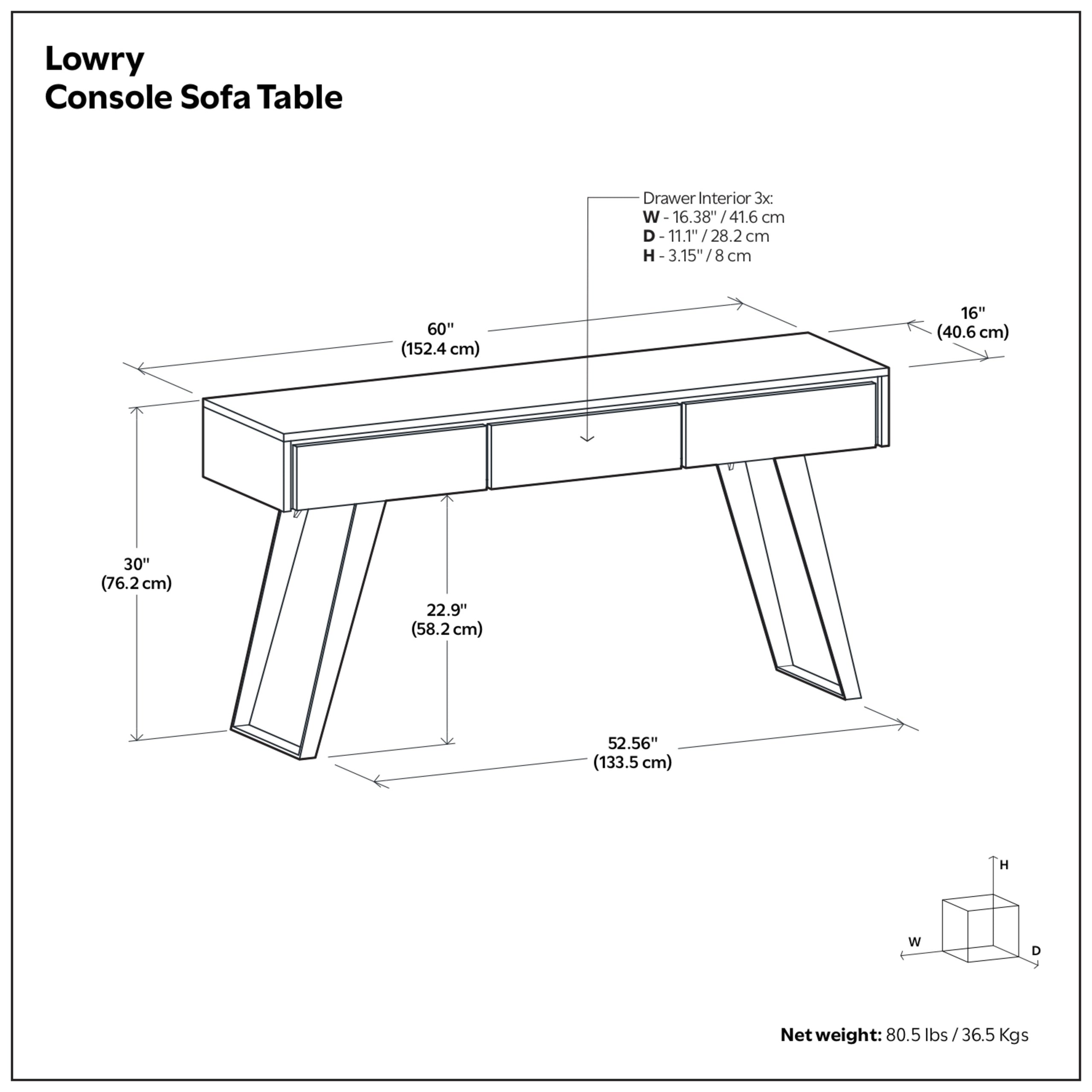 Distressed Charcoal Brown Acacia | Lowry Solid Acacia Console Sofa Table
