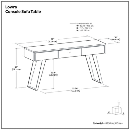 Distressed Charcoal Brown Acacia | Lowry Solid Acacia Console Sofa Table