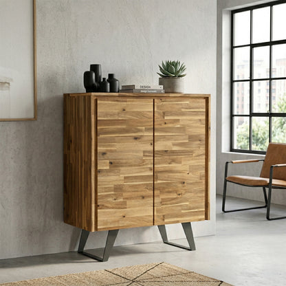 Distressed Golden Wheat Acacia| Lowry Medium Storage Cabinet in Acacia
