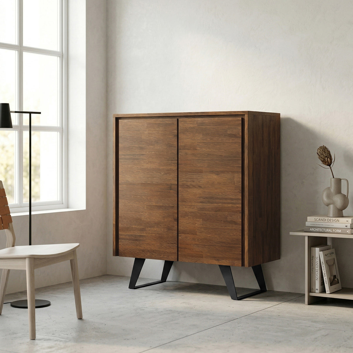 Rustic Natural Aged Brown Acacia| Lowry Medium Storage Cabinet in Acacia