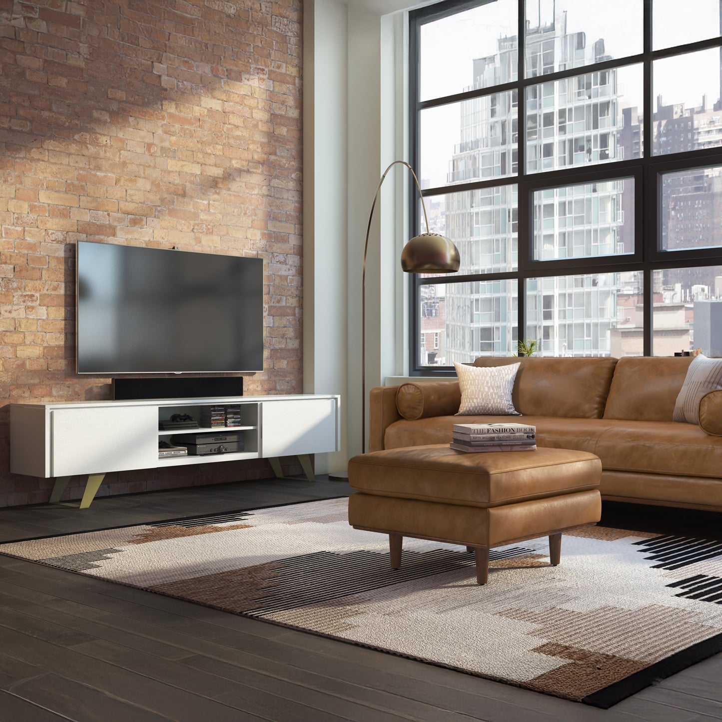 White Acacia | Lowry TV Media Stand in Acacia