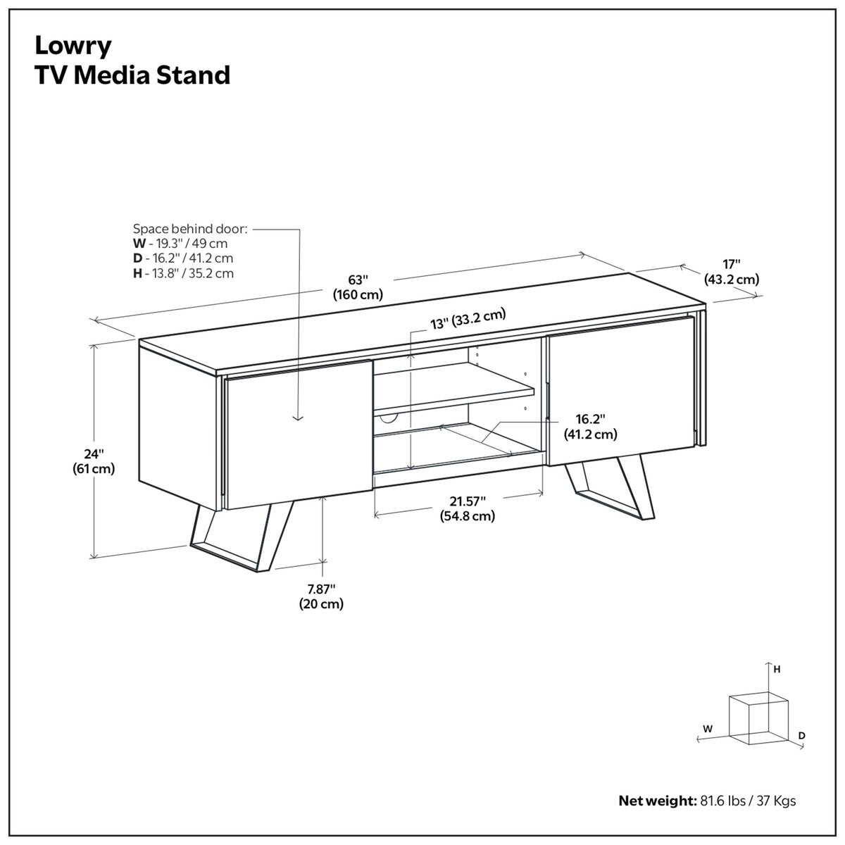 White Acacia | Lowry TV Media Stand in Acacia