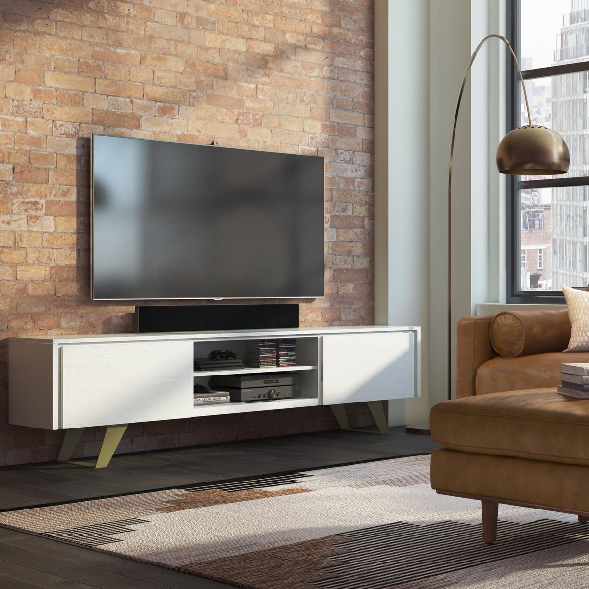 White Acacia | Lowry TV Media Stand in Acacia