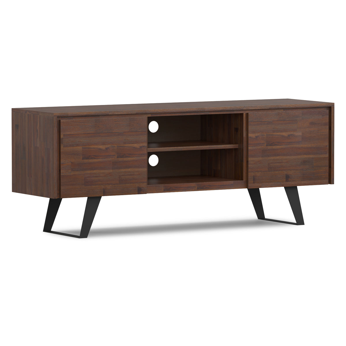 Distressed Charcoal Brown Acacia | Lowry TV Media Stand in Acacia