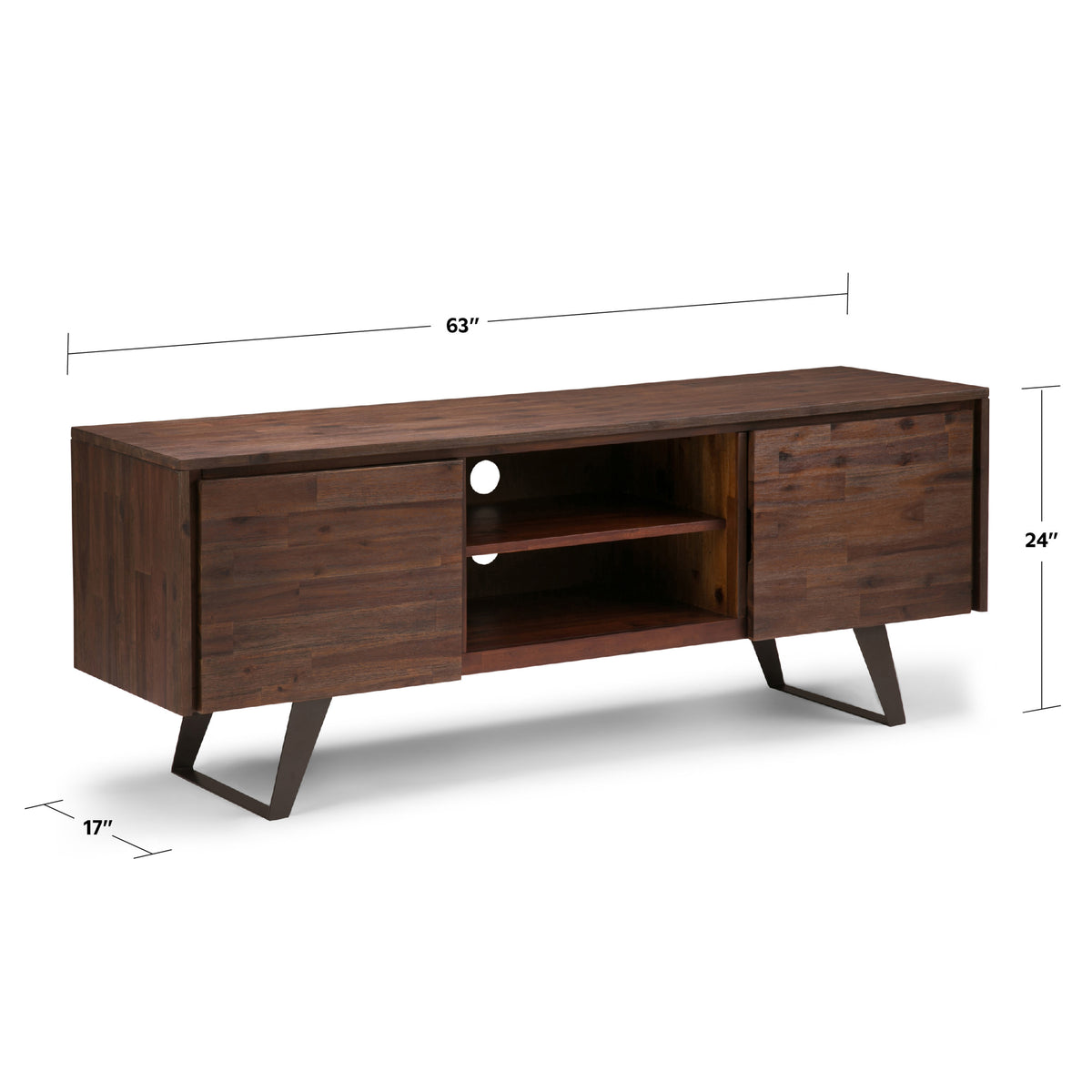 Distressed Charcoal Brown Acacia | Lowry TV Media Stand in Acacia