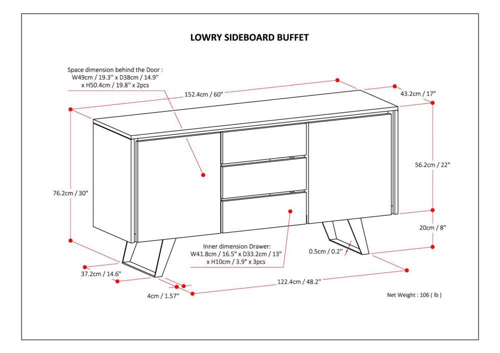 Distressed Golden Wheat Acacia | Lowry Sideboard Buffet
