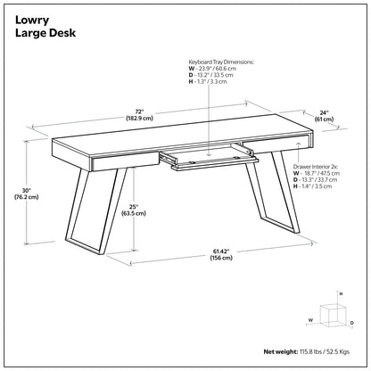 Oak Veneer Oak | Lowry Large Desk in Oak