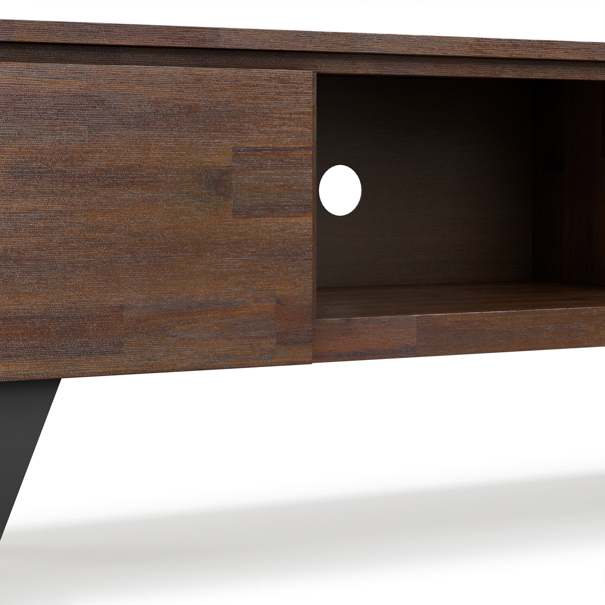 Distressed Charcoal Brown Acacia | Lowry 72 inch TV Media Stand in Acacia