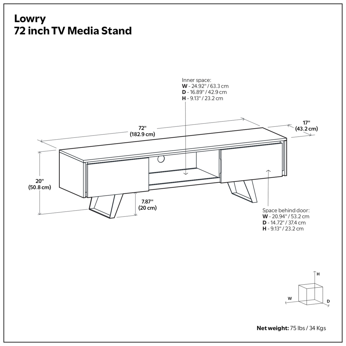Distressed Charcoal Brown Acacia | Lowry 72 inch TV Media Stand in Acacia