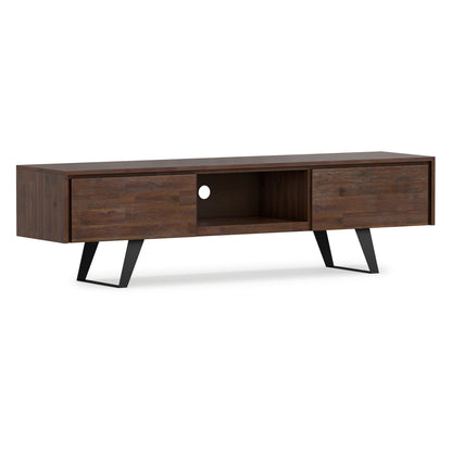 Distressed Charcoal Brown Acacia | Lowry 72 inch TV Media Stand in Acacia